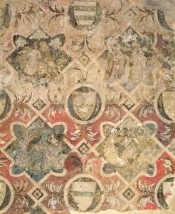 Fragment of a Fresco Decorated with Coats of Arms by Italian School