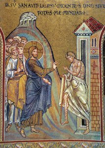 Healing the leper - mosaic, Monreale, Italy