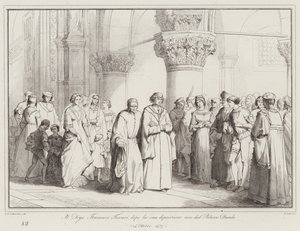 Doge Francesco Foscari, after his deposition, leaves the Ducal Palace