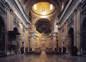 Interior view of the church of Gesu in Rome by Italian School