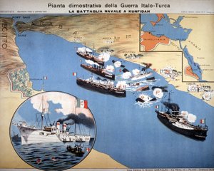 Italian-Turkish War: Naval Battle at Kufindah Near the Red Sea by Italian School