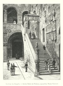 The Courtyard of the Bargello, Former Palace of the Podestà, Now National Museum (engraving) by Italian School