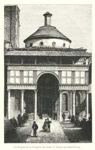 The Facade of the Chapel of the Pazzi, Cloister of Santa Croce (engraving) by Italian School