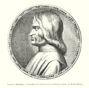 Laurent the Magnificent, Facsimile of a Portrait by Luc Vostermans, British Museum (engraving) by Italian School