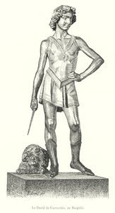 The David by Verrocchio, at the Bargello (engraving) by Italian School