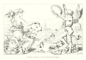 The Genius of Florence, Drawing by M Claudius Popelin (engraving) by Italian School
