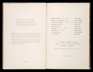 Libretto of Tosca by Giacomo Puccini, Edition Ricordi, Italy by Italian School