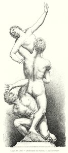 Loggia dei Lanzi, The Rape of the Sabine Women, by Giambologna (engraving) by Italian School