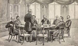 London conference on Egypt, United Kingdom: Count Munster, Musurus Pasha, Granville (standing), Count Nigra, Waddington, De Staal, Childers, Count Karolyi
