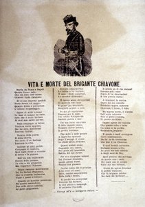 Lyrics of a popular song about the robbers of Chiavone
