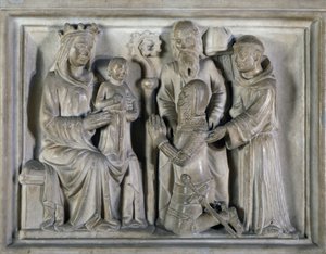 Madonna and Child, with a warrior and saints