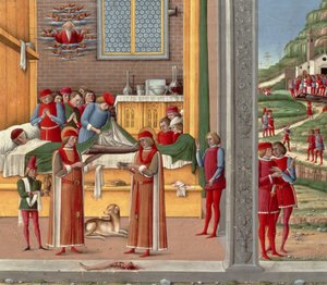 Medieval amputation scene by Italian School