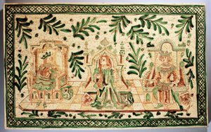 Decorative plaque depicting Constance of Hauteville, Roger of Sicily and Frederick II of Hohenstaufen by Italian School