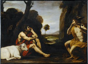 Mercury Puts Argus to Sleep by the Music of His Flute by Italian School