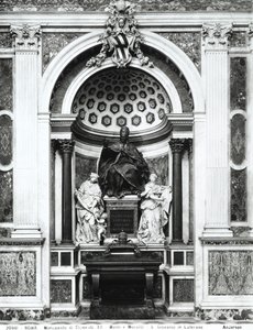 Monument to Pope Clement XII (1652-1740) with Porphyry Urn and Columns from the Pantheon, Between Temperance (L.) and Prudence (R.) in Corsini Chapel by Italian School