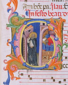 Historiated Initial G Depicting St. Dominic Upholding the Church and the Dream of Pope Honorius III from Psalter H from San Marco e Cenacoli by Italian School