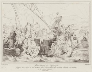Bishop Paul of Aquileia flees with the clergy and people from the Lombards, bringing the seat with him by Italian School