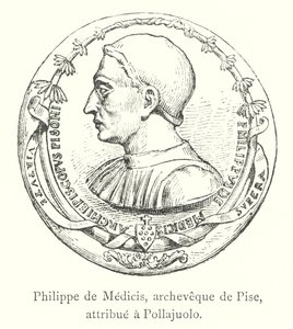 Philip of Medici, Archbishop of Pisa, attributed to Pollajuolo (engraving) by Italian School