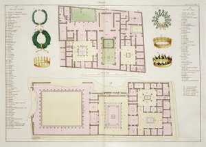 Plans of the House of the Questor and the House of the Faun, Pompeii, Plate 25A, Class 5 from Part I of The History of the Nations by Italian School