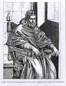Portrait of Pope Sixtus V, illustration from 