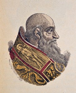 Portrait of Pope Paul III (Paolo, Paulus or Alessandro Farnese), 1898 (engraving with later colouration) by Italian School