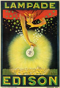 Poster Advertising Edison Light Bulbs, Milan, Italy by Italian School
