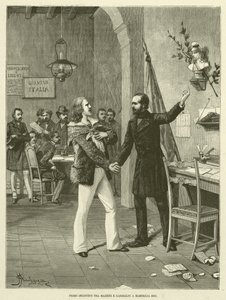First Meeting Between Mazzini and Garibaldi in Marseille 1833 (engraving)