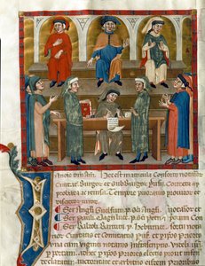 Representation of a Notary Studies Office Page taken from Matricola del Consorzio dei Notai di Perugia (ms. 972) (Register of the Order of Notaries) 1343-1354 Perugia, Biblioteca Comunale Augusta by Italian School