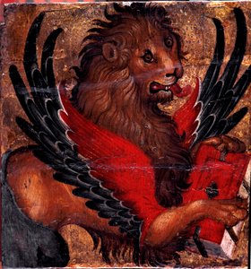 Representation of the Lion of St. Mark. Painting on Wood by Venetian Artist, 15th Century by Italian School