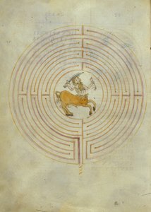 Representation of the Minotaur in the centre of the labyrinth by Italian School