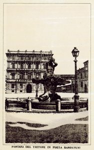 Rome: Triton Fountain in Piazza Barberini by Italian School