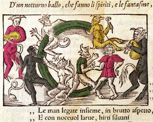 Sabbath Ceremony with Witches. Engraving by Olaus Magnus, 