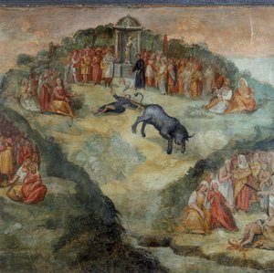 Saint Hippolytus Throwing the Thurible Given to Him by Pontifex Battistellus (Detail) by Italian School