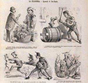 Satirical Cartoon Dedicated to Wine Growing Crisis Caused by Phylloxera, Illustration from Satirical Newspaper Spirito Folletto, September 18 by Italian School