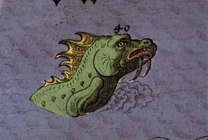 Sea monster: representation of a sea snake (detail) by Italian School