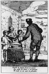 Seller of Polenta in the streets of Venice in the 18th century