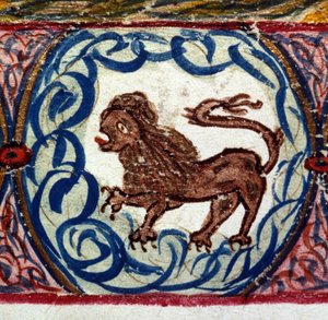 Sign of the lion. Italian horoscope dating from the mid-15th century. by Italian School