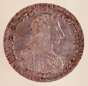Silver piastra from Naples: reign of Charles III of Spain (1716-1788) and portrait. 1750. Naples, museo archeologico by Italian School