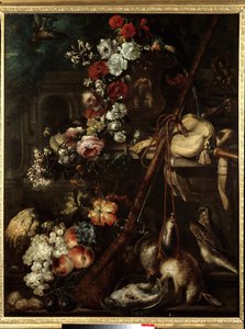 Still Life of Flowers, Game and Rifle by Italian School