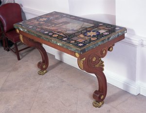 Table top depicting the port of Livorno, after a design by Antonio Ciocci