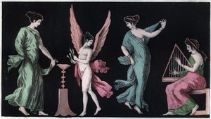 The Bacchae - the Bacchantes - engraving from 