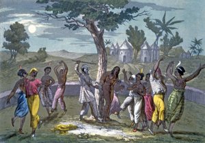 The Dance of the Mombo-Jombo, according to the travels of Mungo Park, from A History of Costume by J. Ferrario, published c.1820