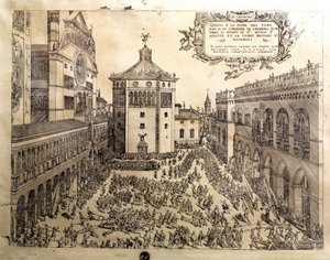 The Taurus Feast in the Grand Square of Cremone (Cremona) in Italy
