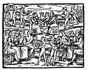The Witches Sabbath, copy of an illustration from Compendium Maleticarum by Fr M Guaccius, used in History of Magic