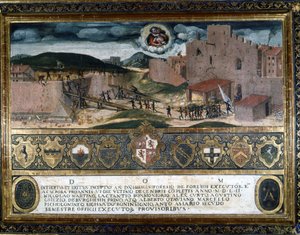 The inhabitants of Siena destroyed the fortress built by the Spaniards of Charles V. 1552 by Italian School