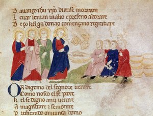 The multiplication of breads and fish (Detail) by Italian School