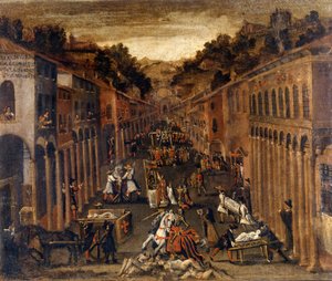The plague of 1630 in Bologna by Italian School