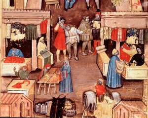 The Walk of the Square Ravegnana in Bologna with Cloth Merchant