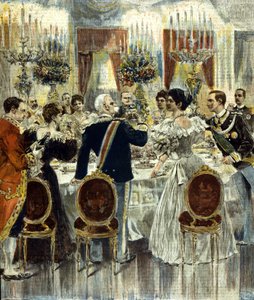 The wedding banquet of Victor Emmanuel III and Helene of Montenegro at the Quirinale Palace, Rome. 1896 by Italian School