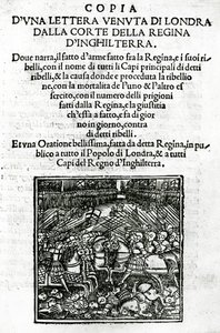 Title Page for a Copy of a Letter sent from the Court of the Queen of England